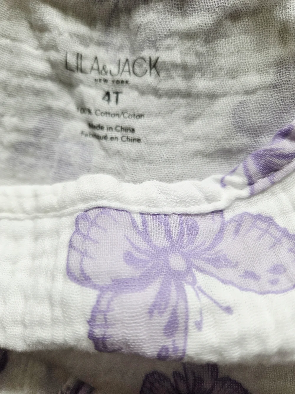 LILA & JACK Girls 2 Pc Set Purple Butterfly Pinafore Dress w/Purple Top Size 4T